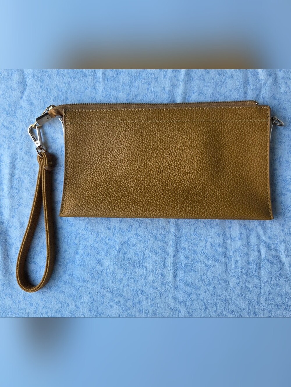 Brown Pebbled Wristlet - Convertible Crossbody Option- Gold Hardware
